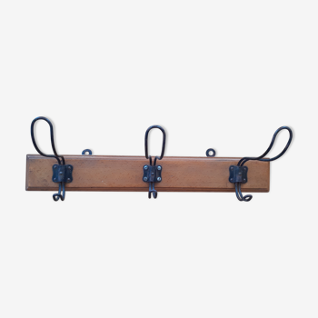 Coat rack three double hooks school style