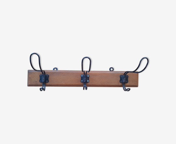 Coat rack three double hooks school style
