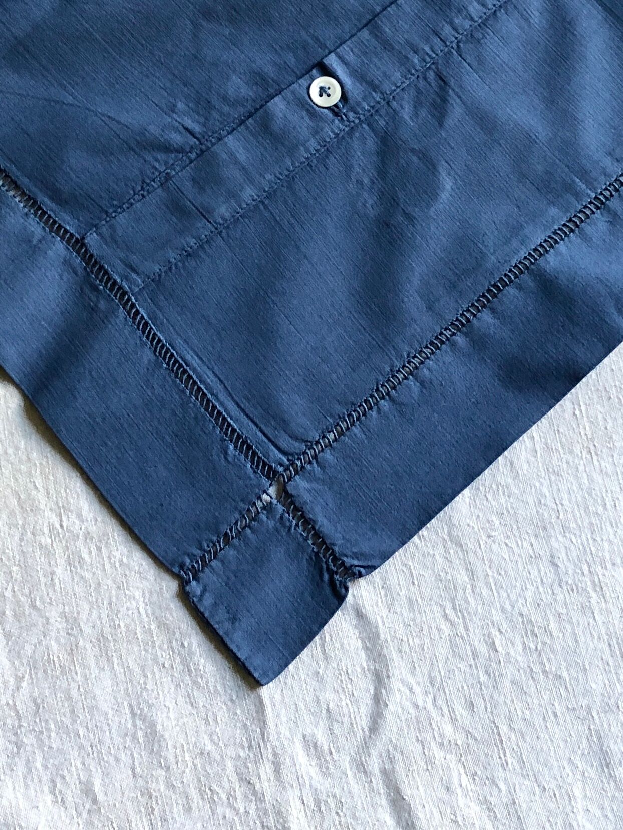 Antique night blue cotton pillowcase