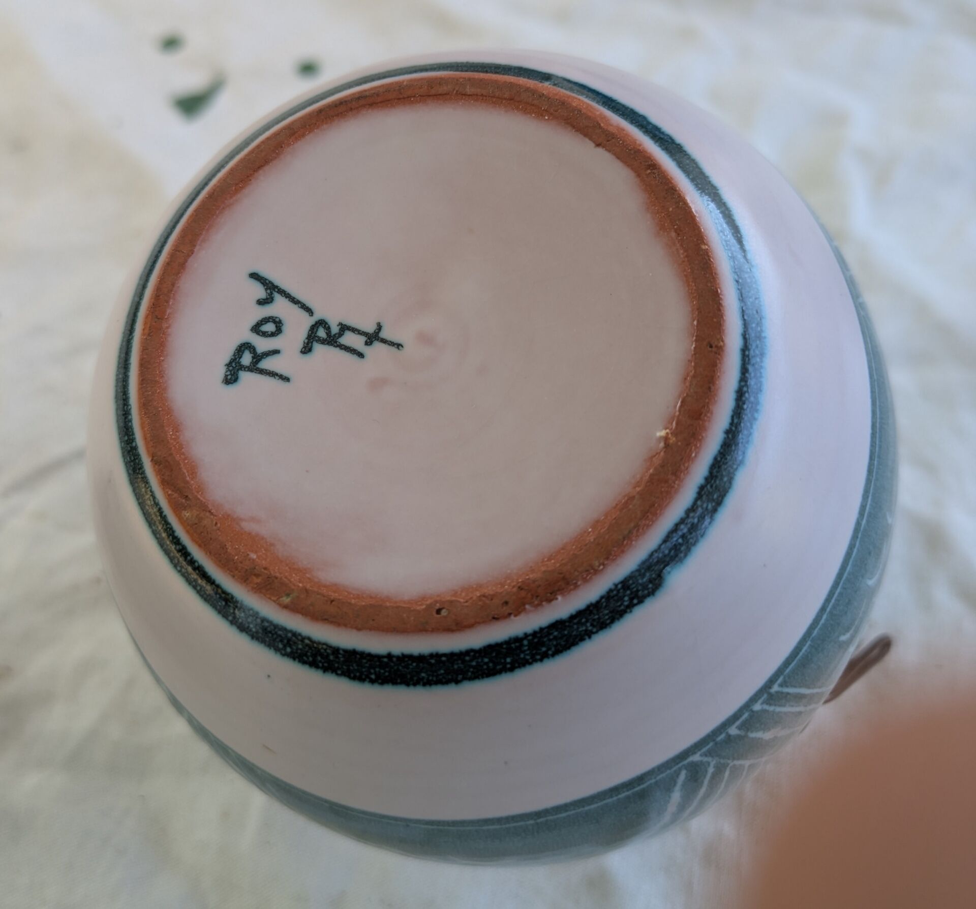 Yvon Roy jam jar signed 1950s