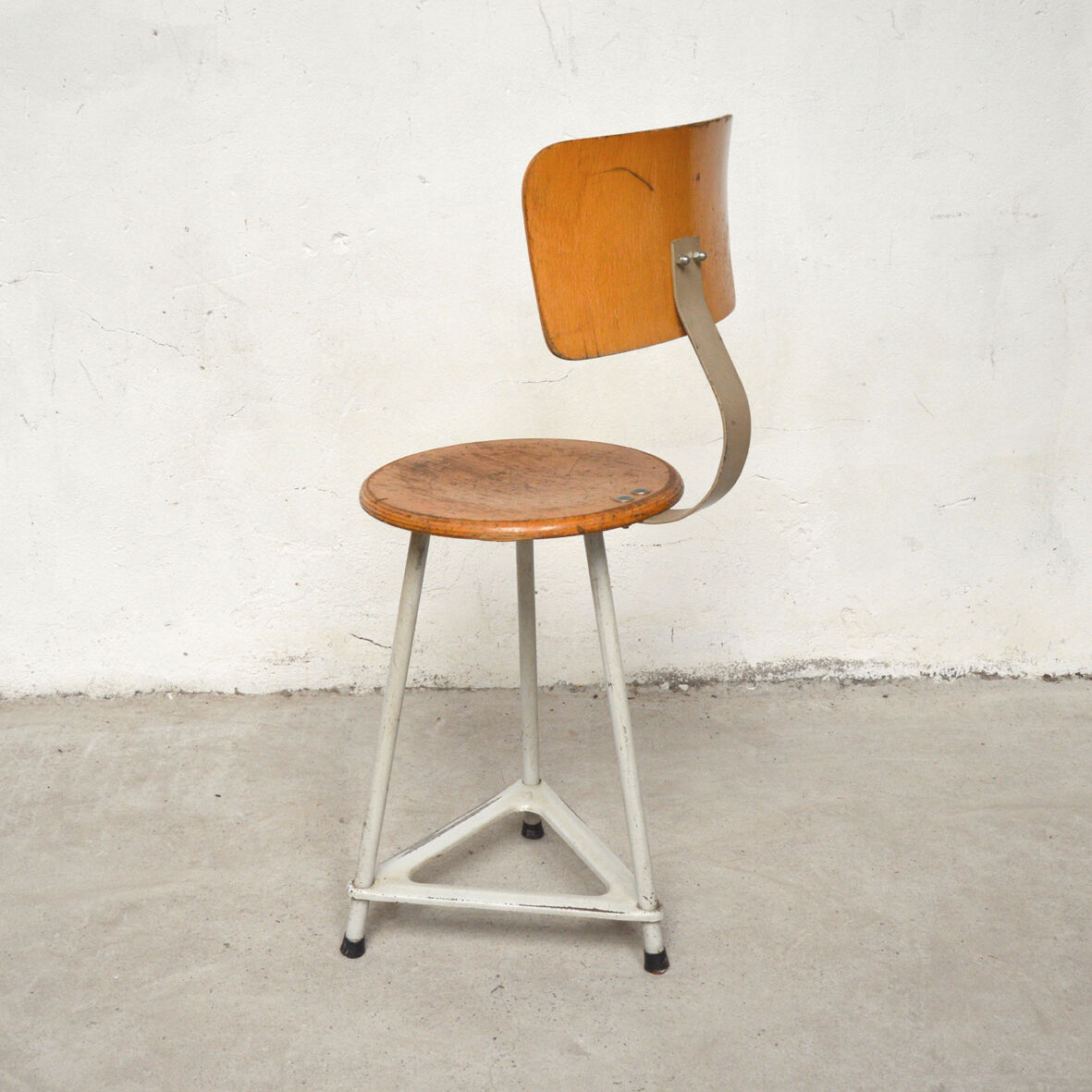 Wood and steel workshop chair