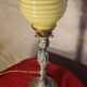 bronze lamp in Rococo style with yellow-green opaline ball, superb, electrical works fine