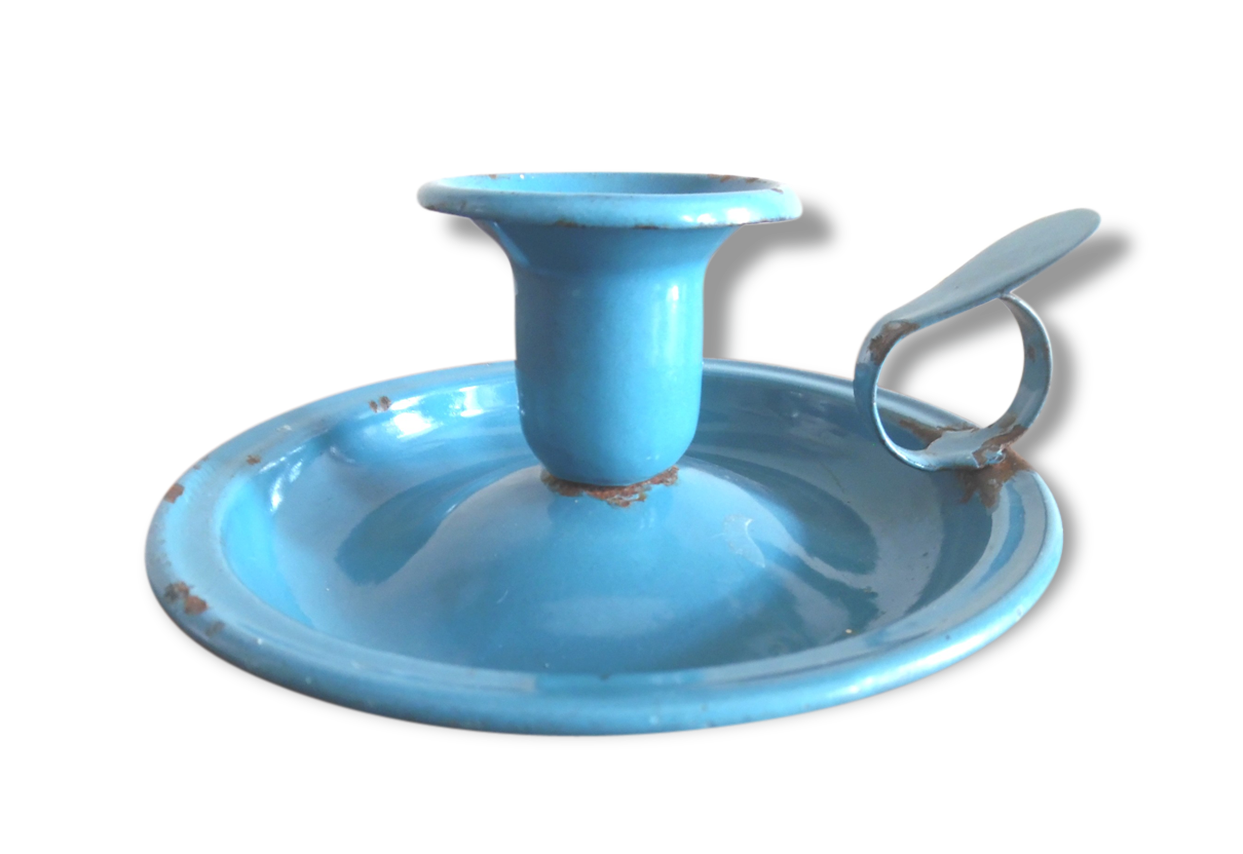 Former candleholder in blue enamel
