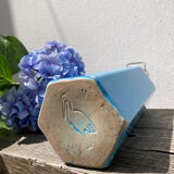 Glazed stoneware bottle signed turquoise blue