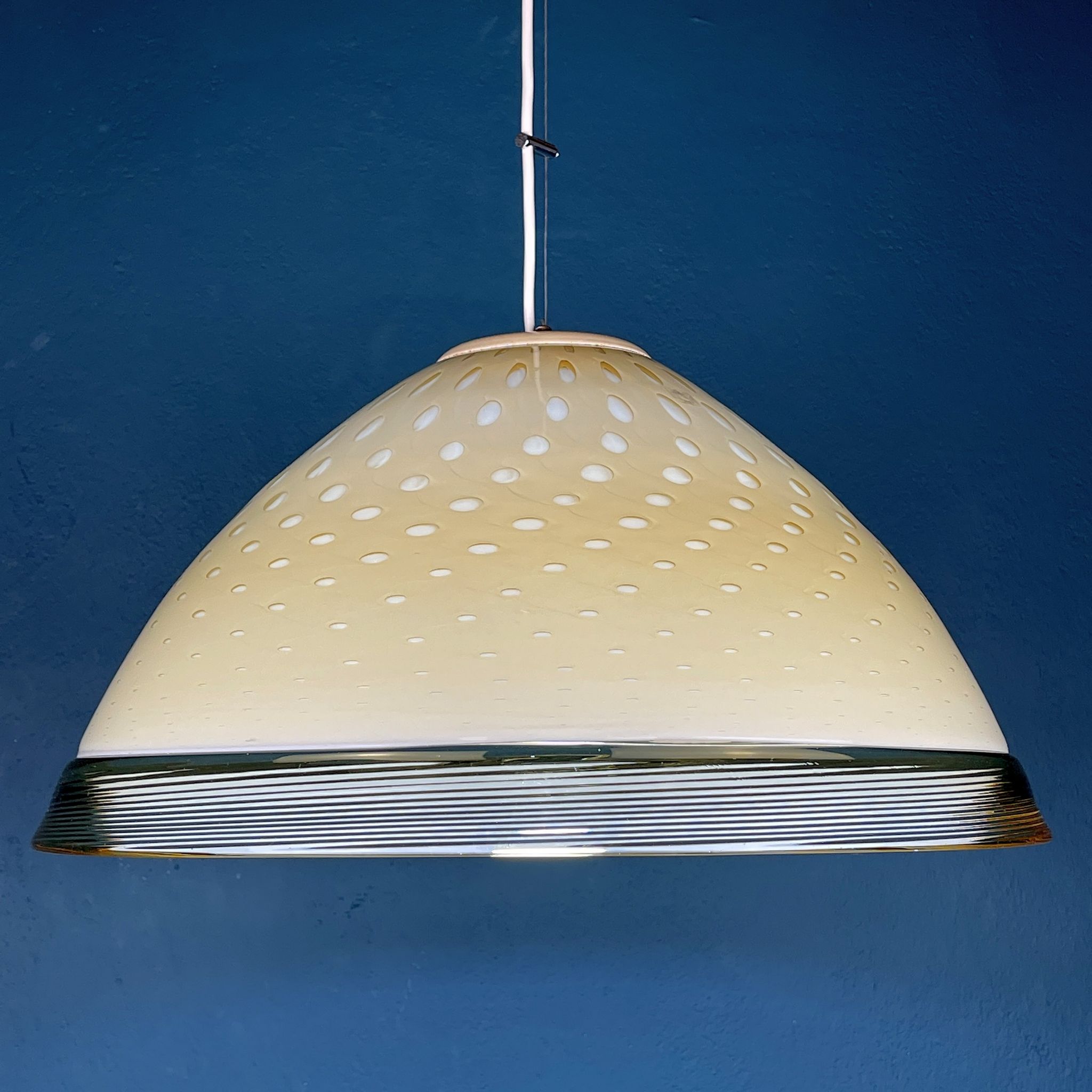 Yellow murano glass pendant lamp Vetri Murano Venezia Italy 1970s