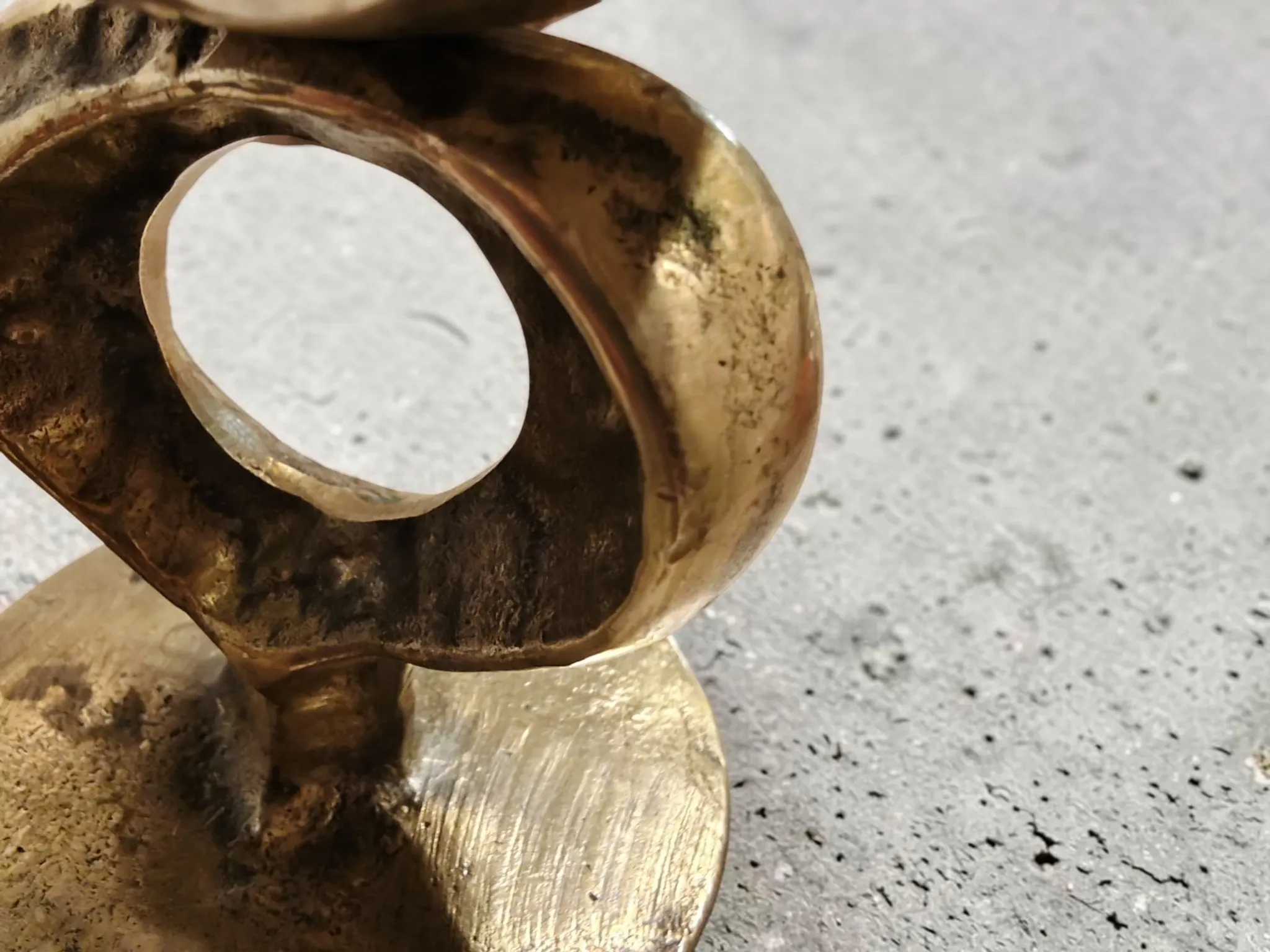 Vintage Brutalist Candle Holder in Solid Brass – Mid-Century Modern Design