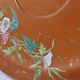 Large old clay/terracotta dish with Japanese Art Nouveau enamel