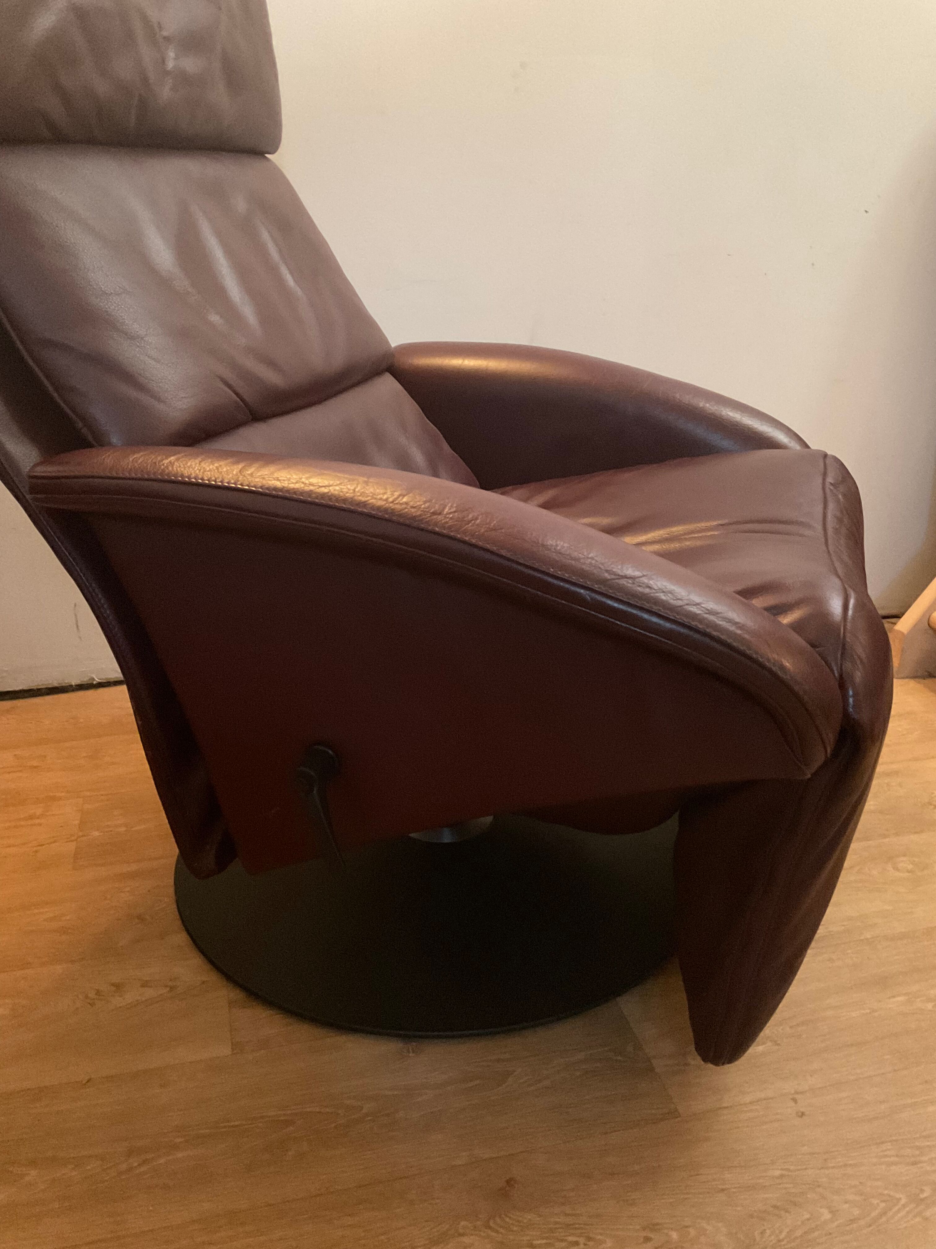 Fauteuil relax Jori des années 70 80 en cuir