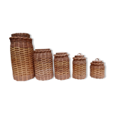 Pots de cuisine verre et rotin