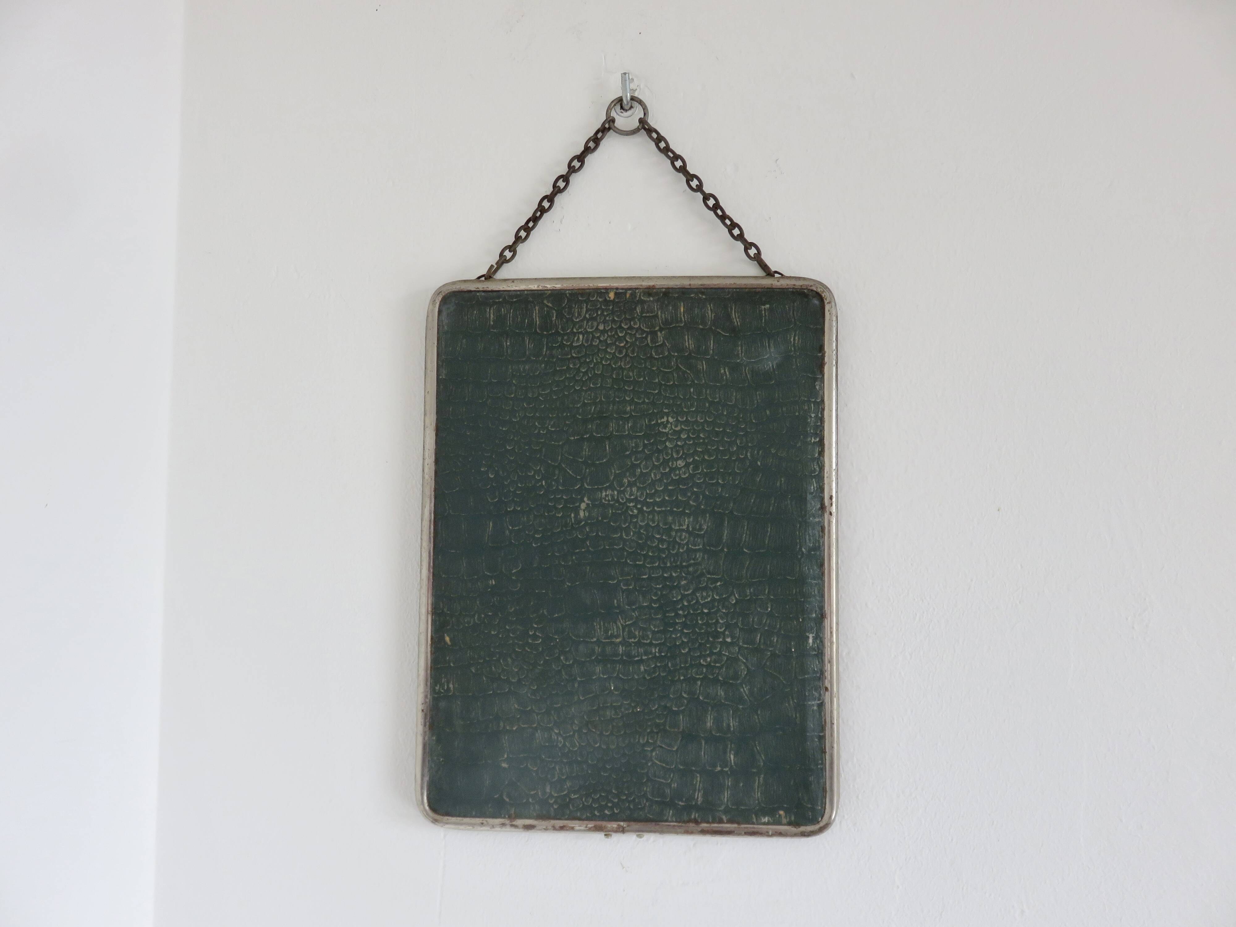 Antique vintage barber's mirror with chain, 1930s-40s