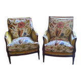 Pair of Louis XVI style bergère armchairs