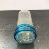 Vase roulé verre craquelé bleu vintage
