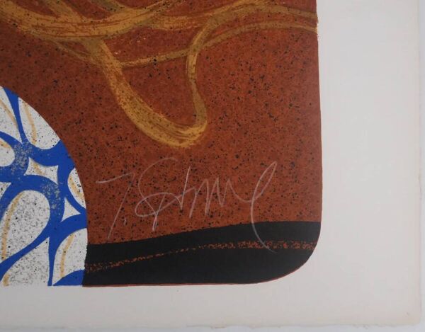 Yves Ganne : La femme au papillon, lithographie originale signée