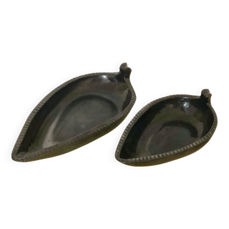 Set of 2 ceramic empty pockets from the 50s, signed ACCOLAY