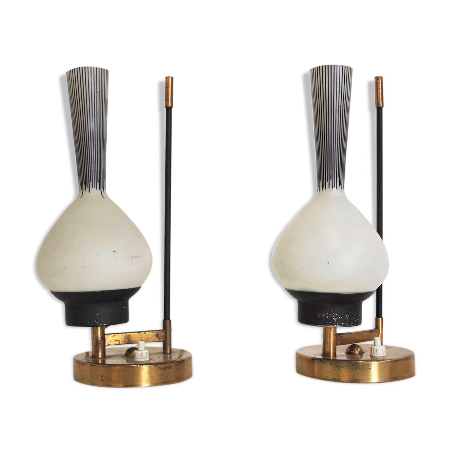 Glass desk lamps, 1950s, set of 2