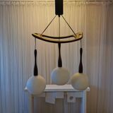 Teak and opaline chandelier