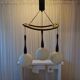 Teak and opaline chandelier