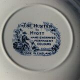 3 Assiettes creuses en Faïence Anglaise Myott "The Hunter" bleu