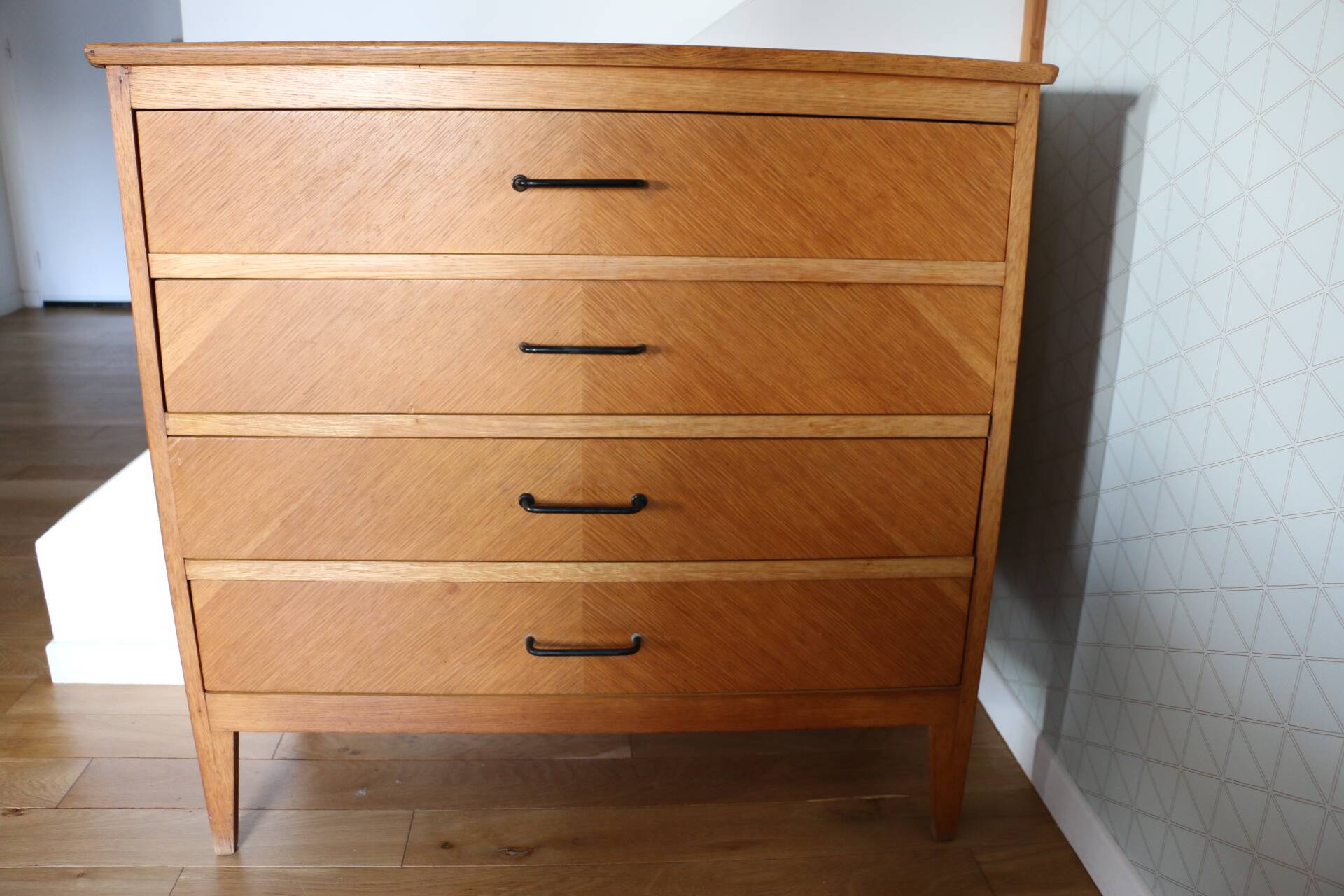 Chest of drawers with 4 drawers, light oak, 1960s