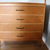 Chest of drawers with 4 drawers, light oak, 1960s