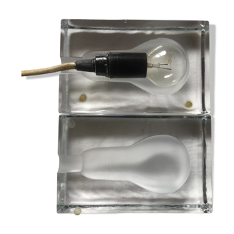Pair of glass block lamps