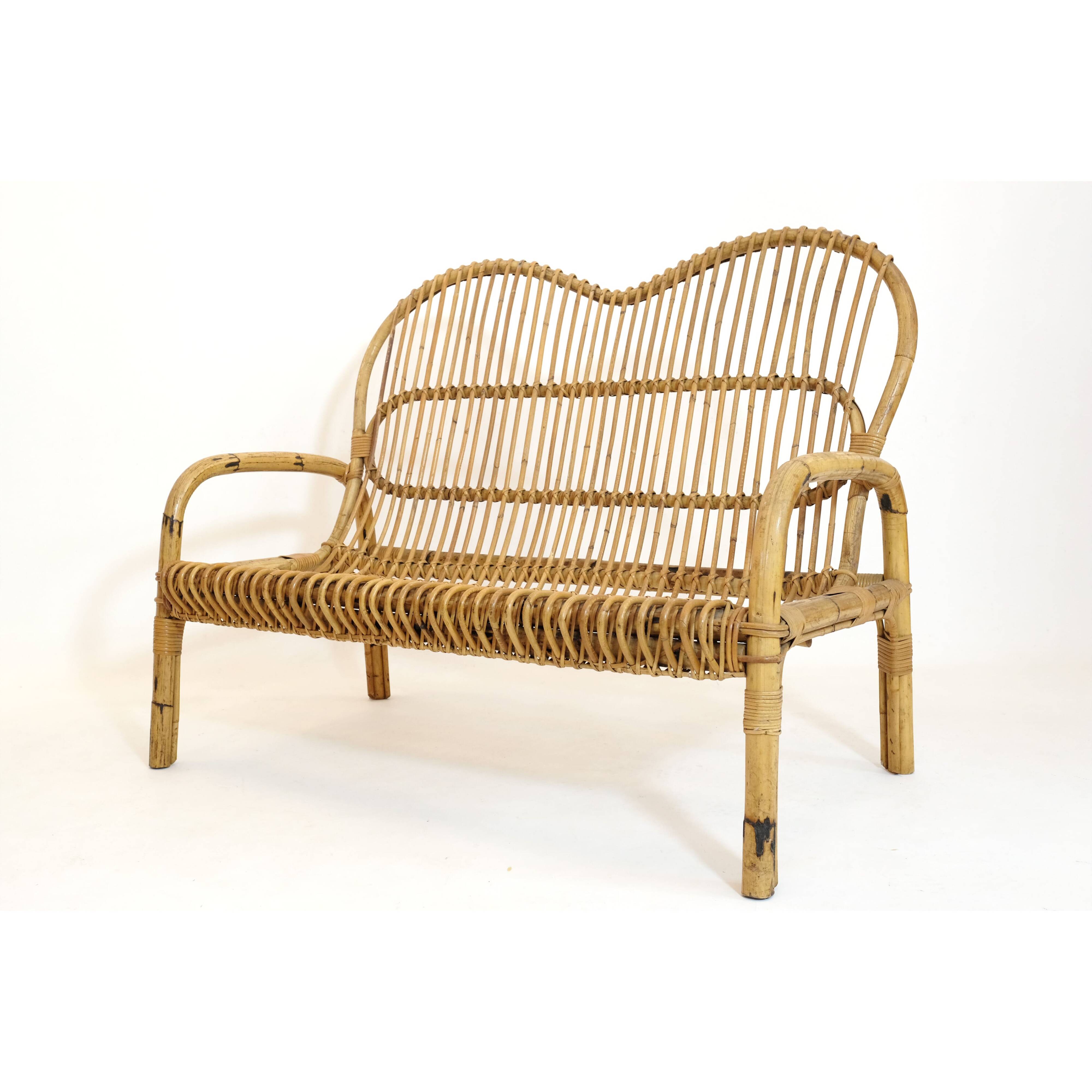 Canapé en rotin italien des années 60