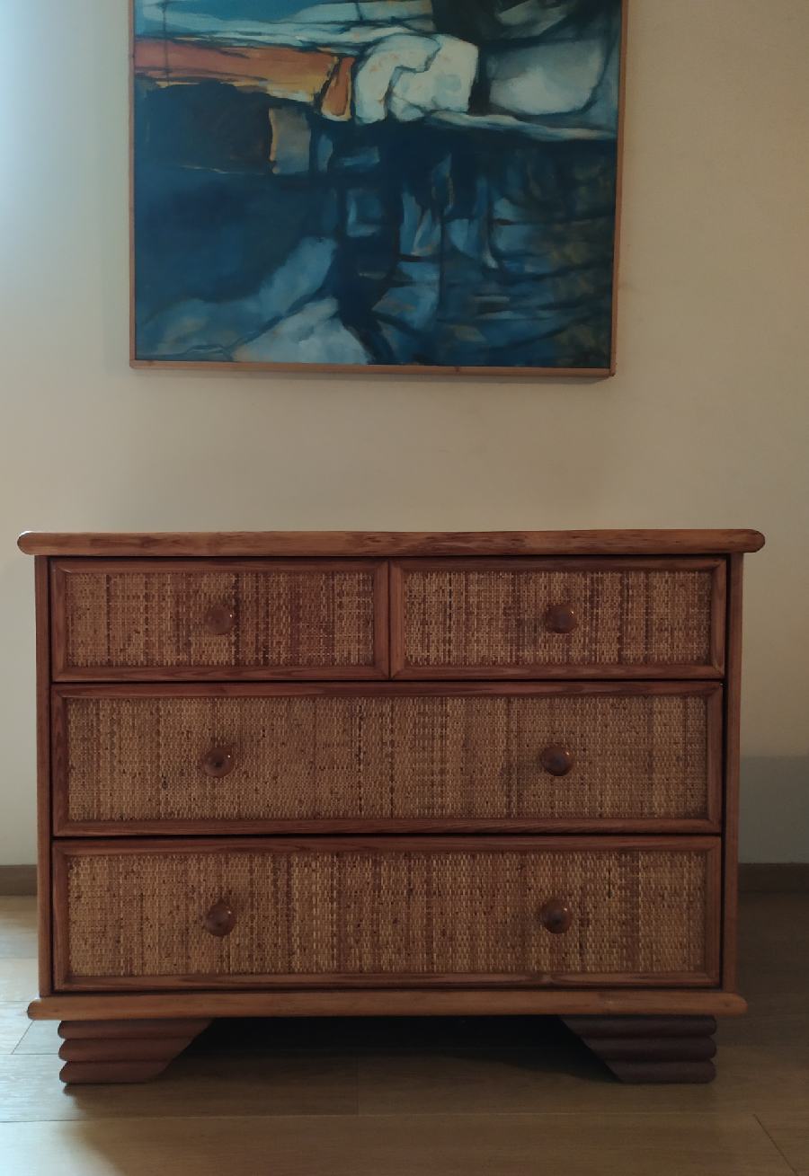 Wicker rattan chest of drawers