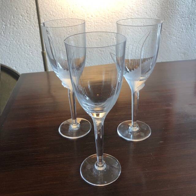 Lalique crystal stemmed glasses called "ange"