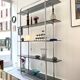 Tubular bookcase & vintage smoked glass 1970