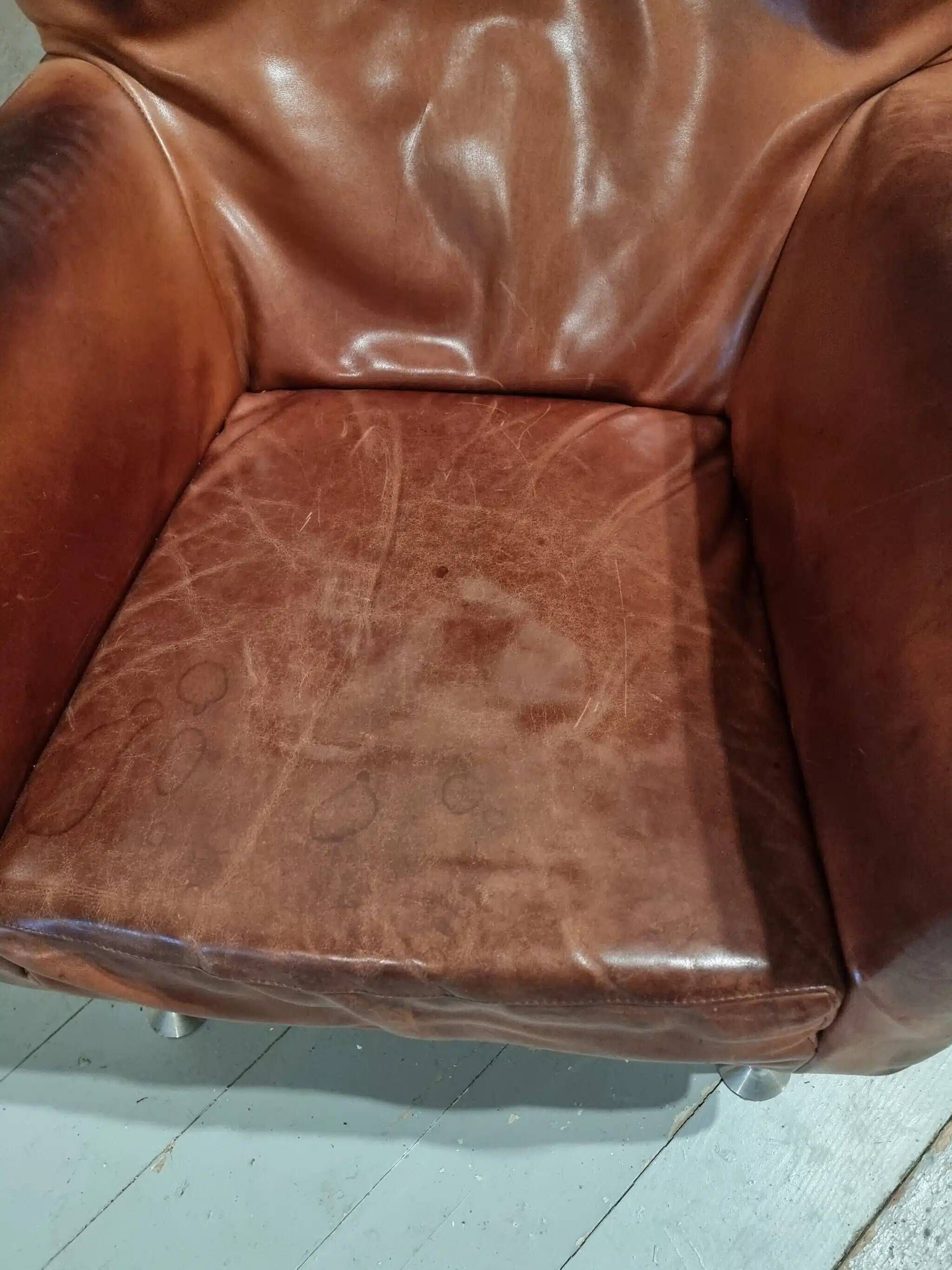 Vintage Dutch leather lounge chair, 1990s, Montis style