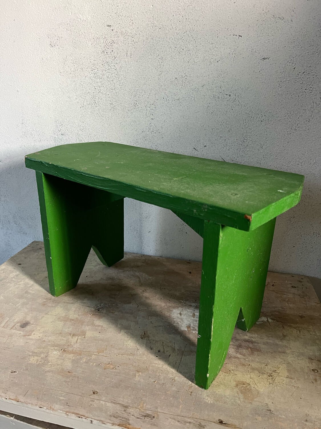 Green wood bench stool