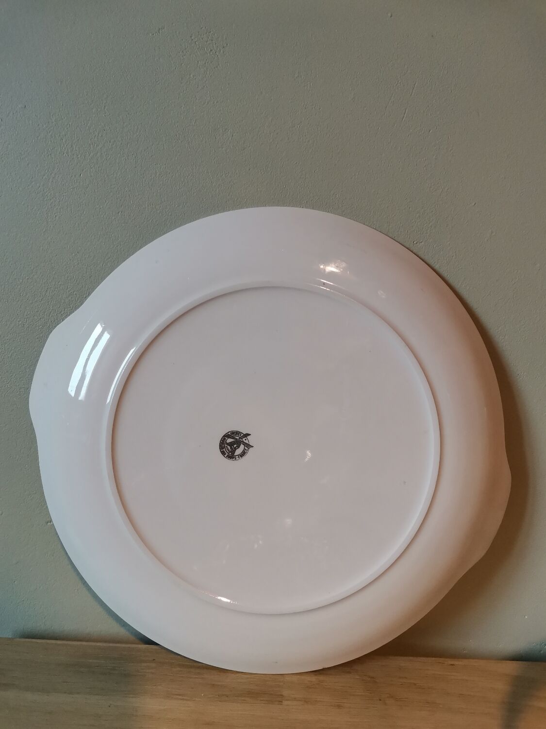 Vintage ear dish silkscreened flower mill of Wolves orchies France