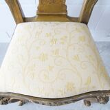 Chaise baroque dorée, chaise en bois plaquée or louis xiv.