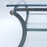 Vintage coffee table, metal and glass, Pierre Vandel