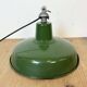 Industrial French Green Enamel Factory Lamp, 1960s