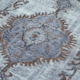 Handmade carved anatolian 1980s 161 cm x 267 cm blue carpet
