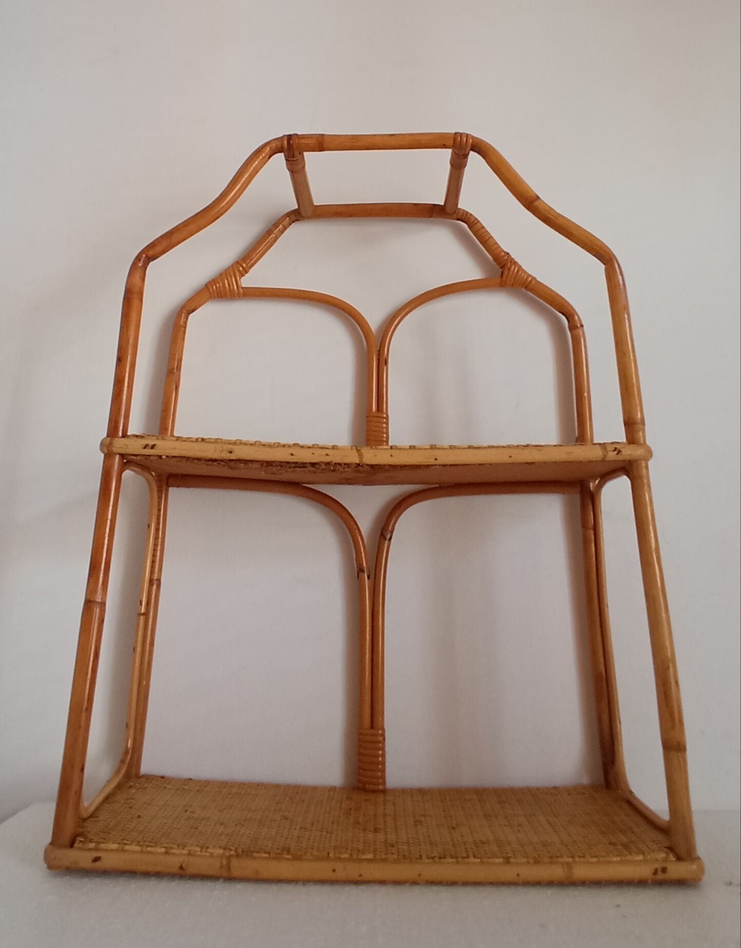 Rattan and bamboo shelf