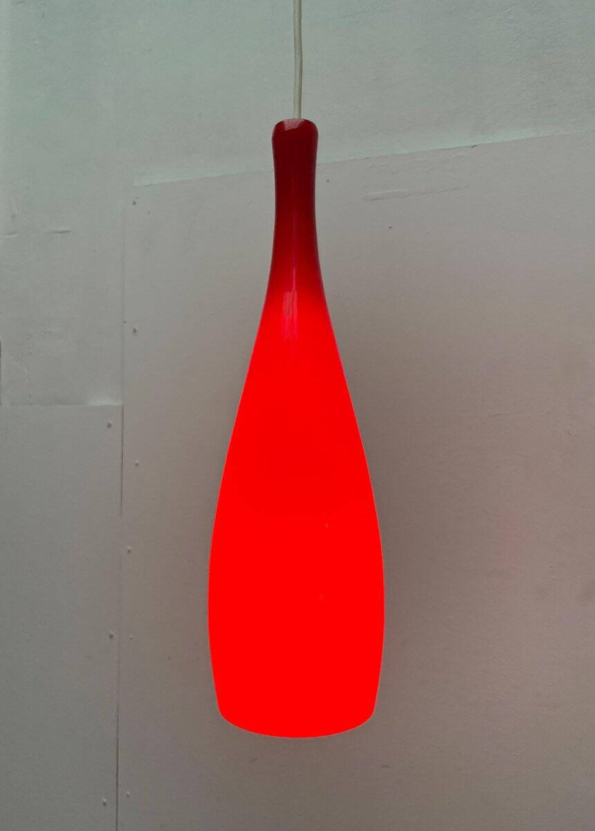 Glass pendant lamp of the mid-century Danish model by Jacob E. Bang for Fog & Mørup and Holmegaard, 1960s.