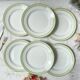 6 Assiettes plates vintage Française Orchies "VILLARS" 1950 blanche verte dorée