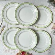 6 Vintage French Orchies "VILLARS" dinner plates 1950 white green gold