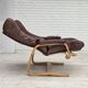 1970s, Scandinavian adjustable armchair, furniture leather, bentwood.