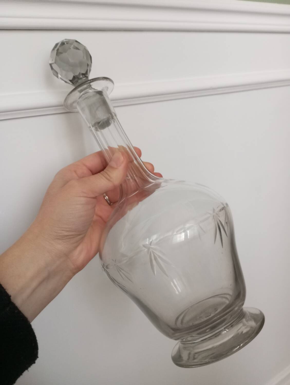 Blown glass wine carafe