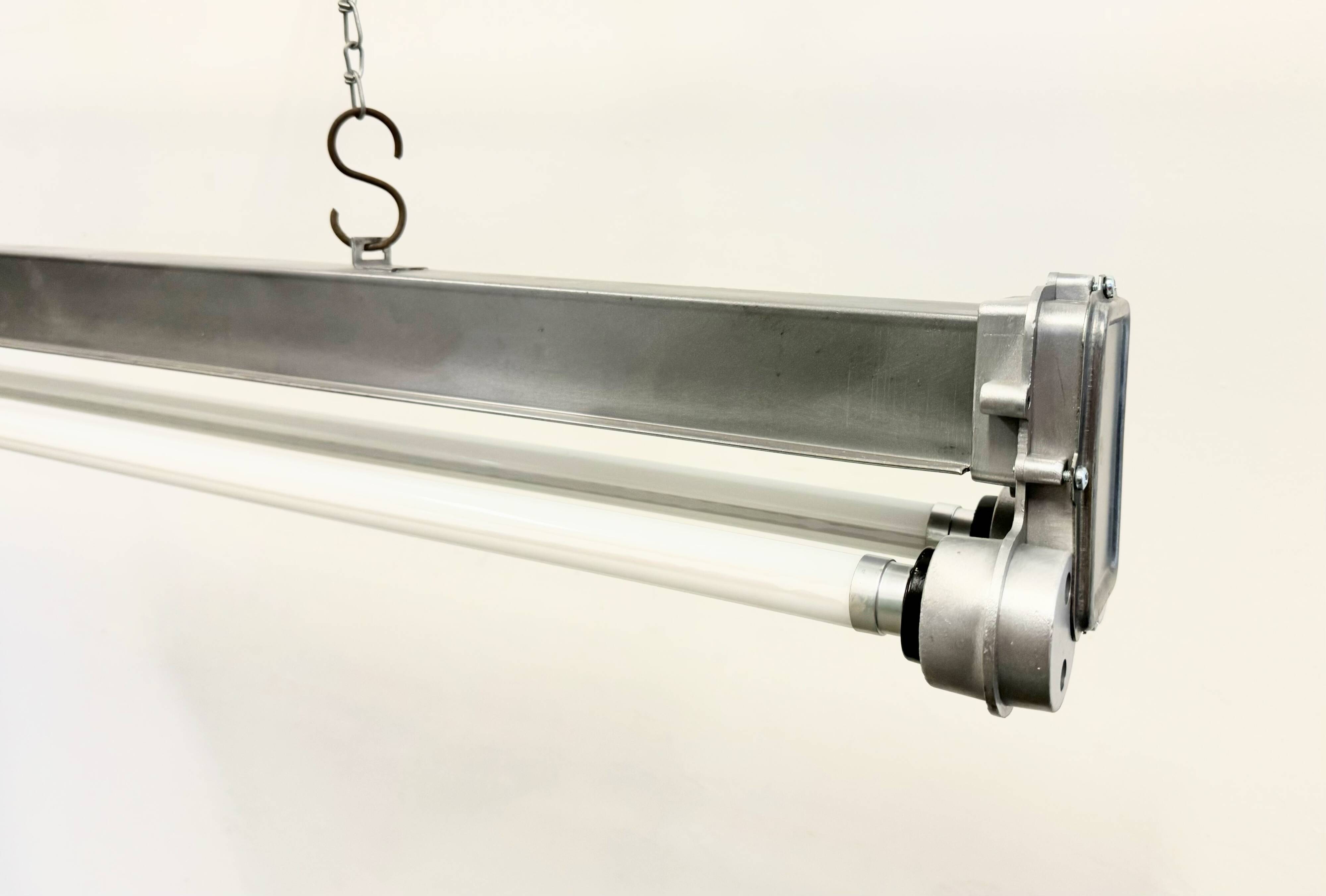 Industrial Polished  Hanging Tube Light, 1970s