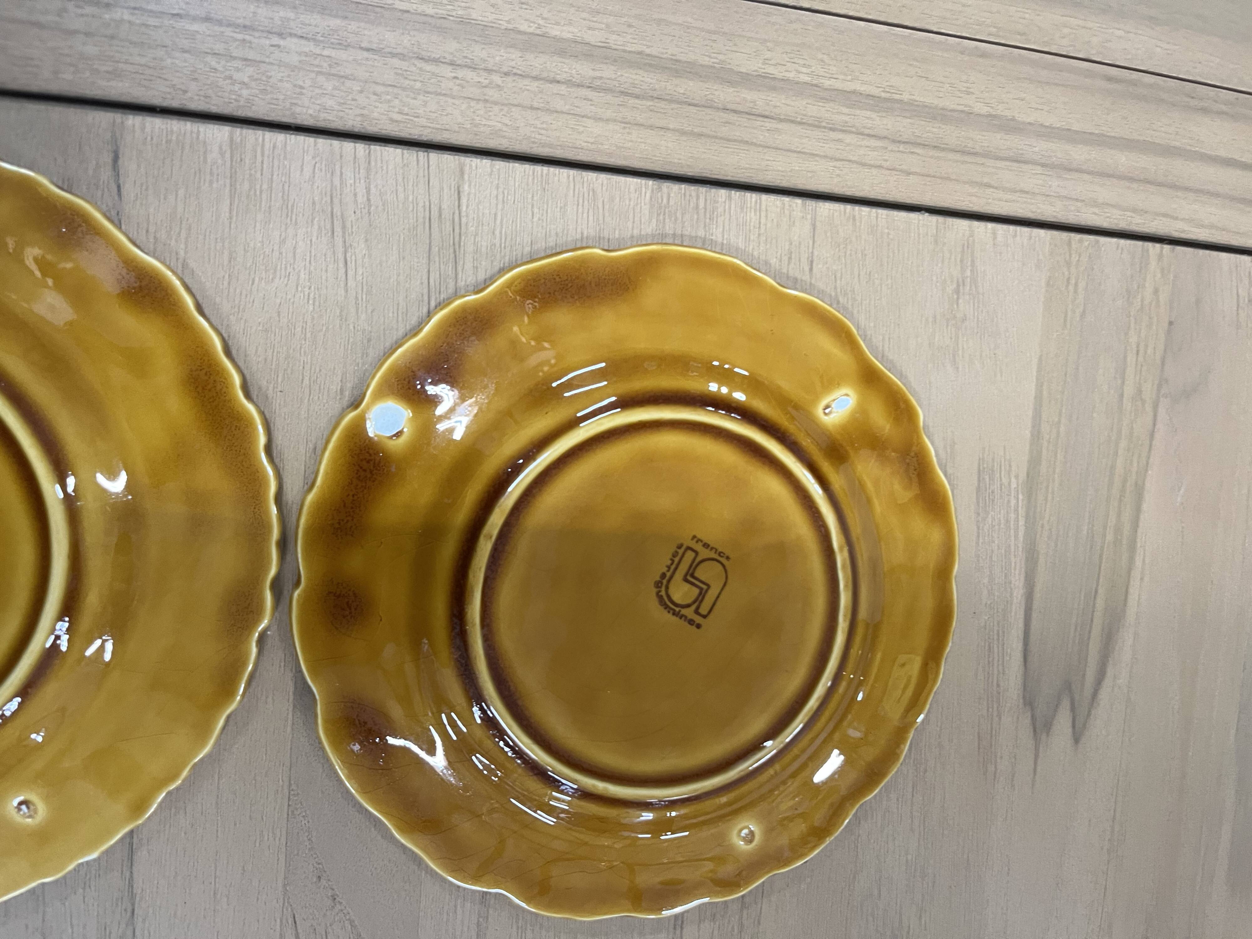 Set of 06 old sarreguemines barbotine plates