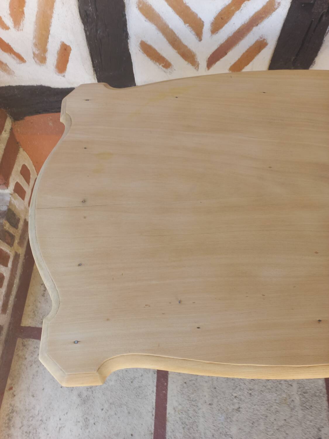 Small sandblasted wood desk table