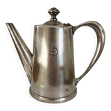 Antique Art Deco coffee pot in silvered white metal, circa 1930. Beautiful.