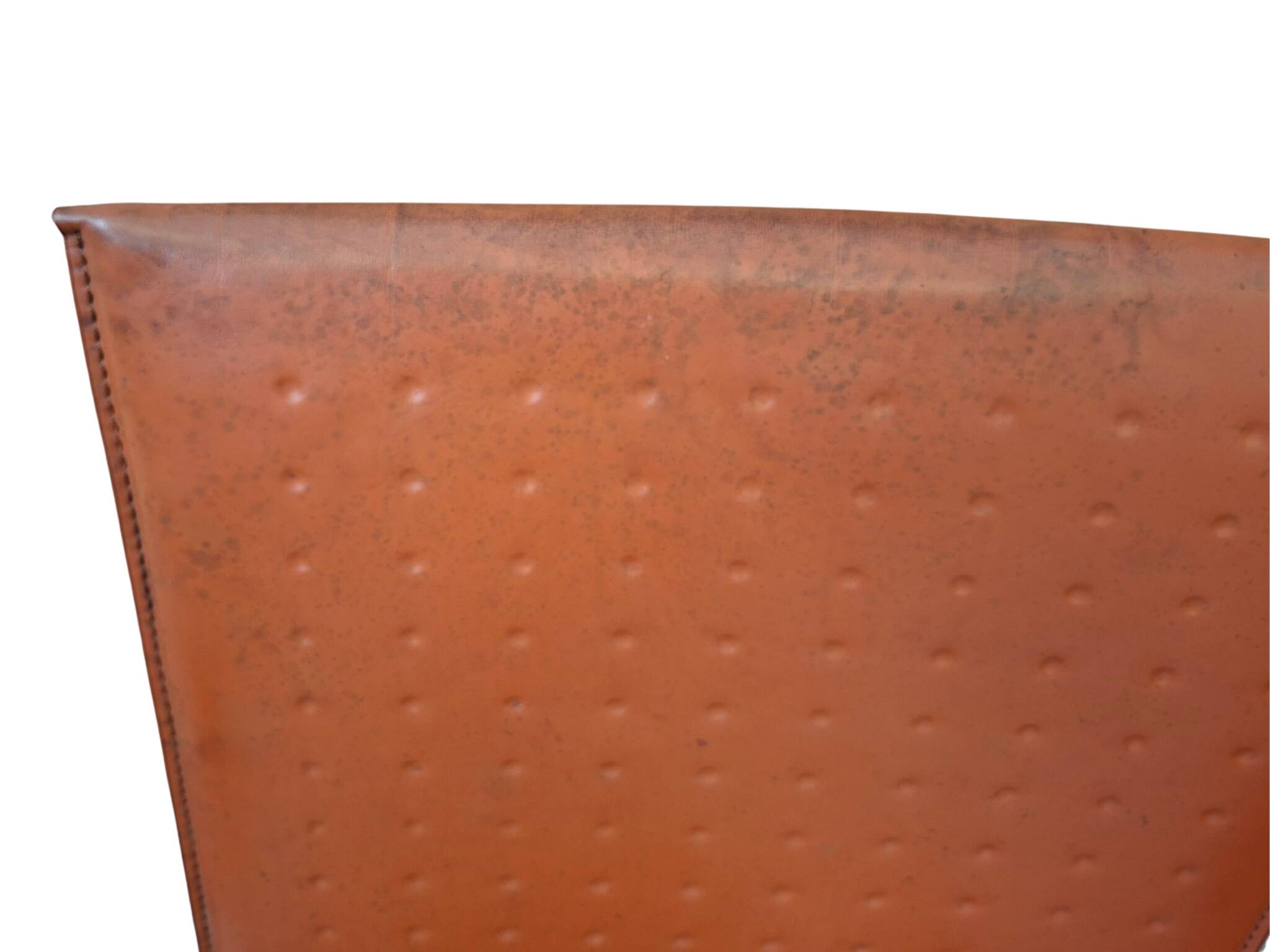 Set di 4 Sedie Design in Cuoio Arancione e Ferro Vintage