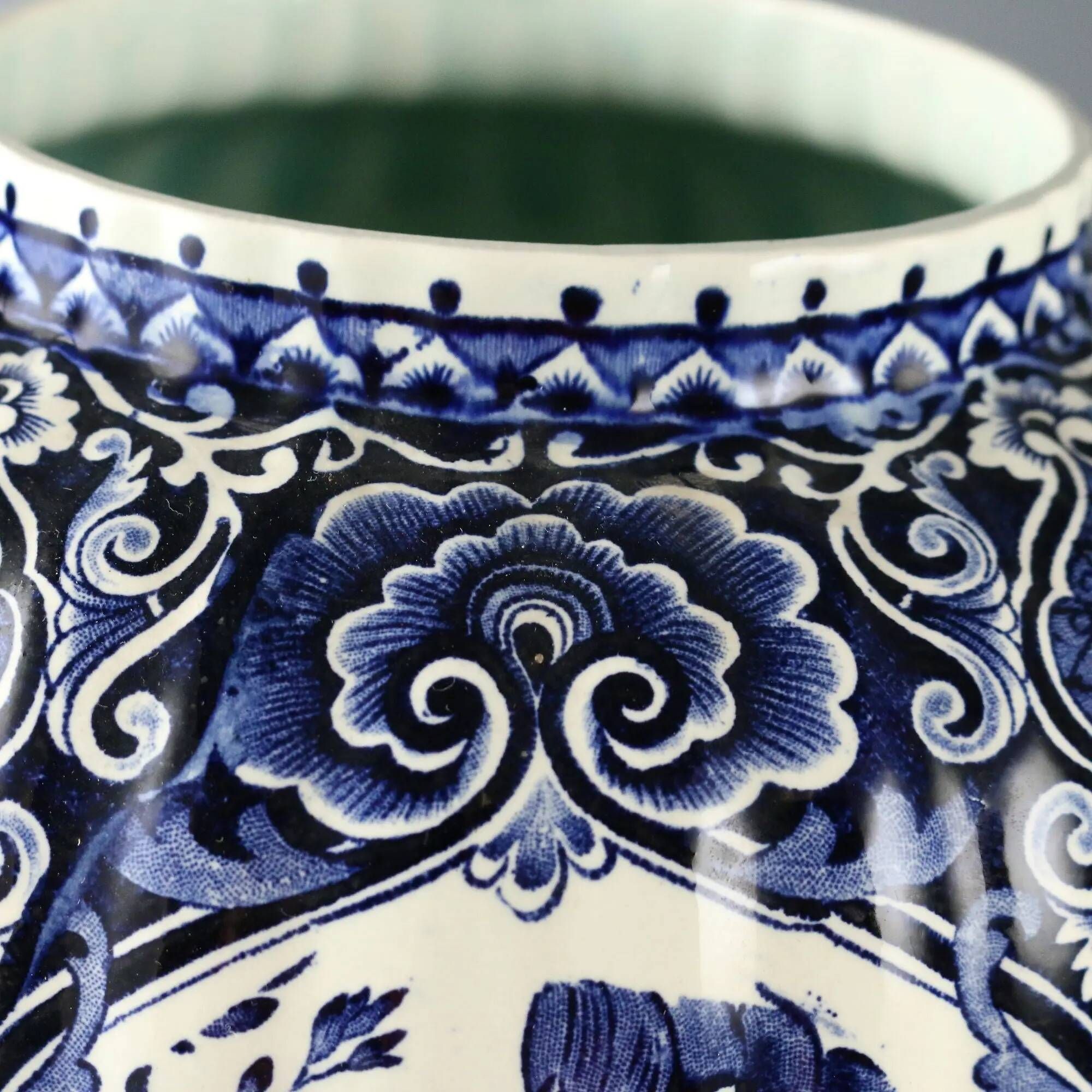 Antique white ceramic vase, decorated, Netherlands, 20th century