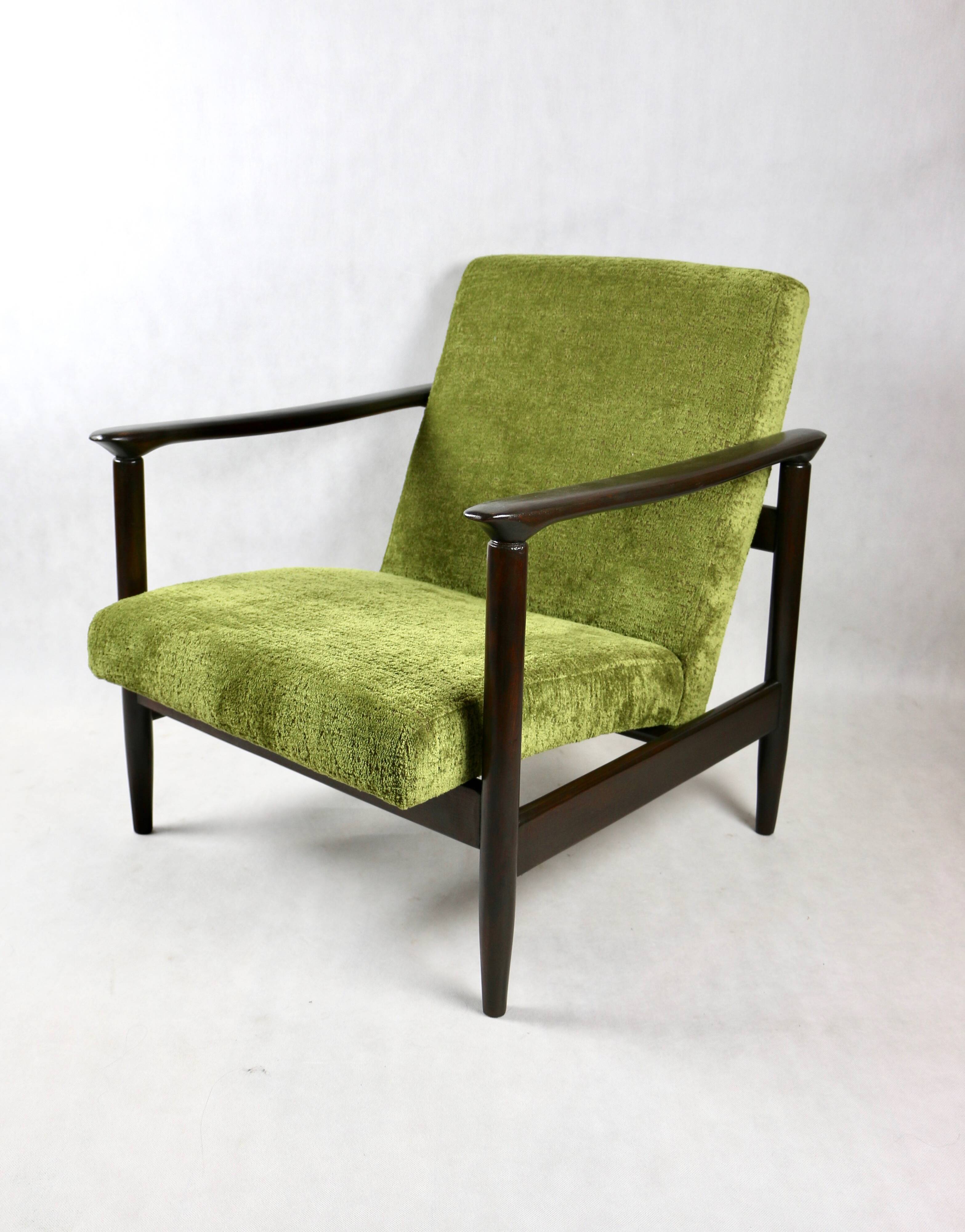 GFM-142 Armchair in Olive green attributed to Edmund Homa, 1970s - brown wood