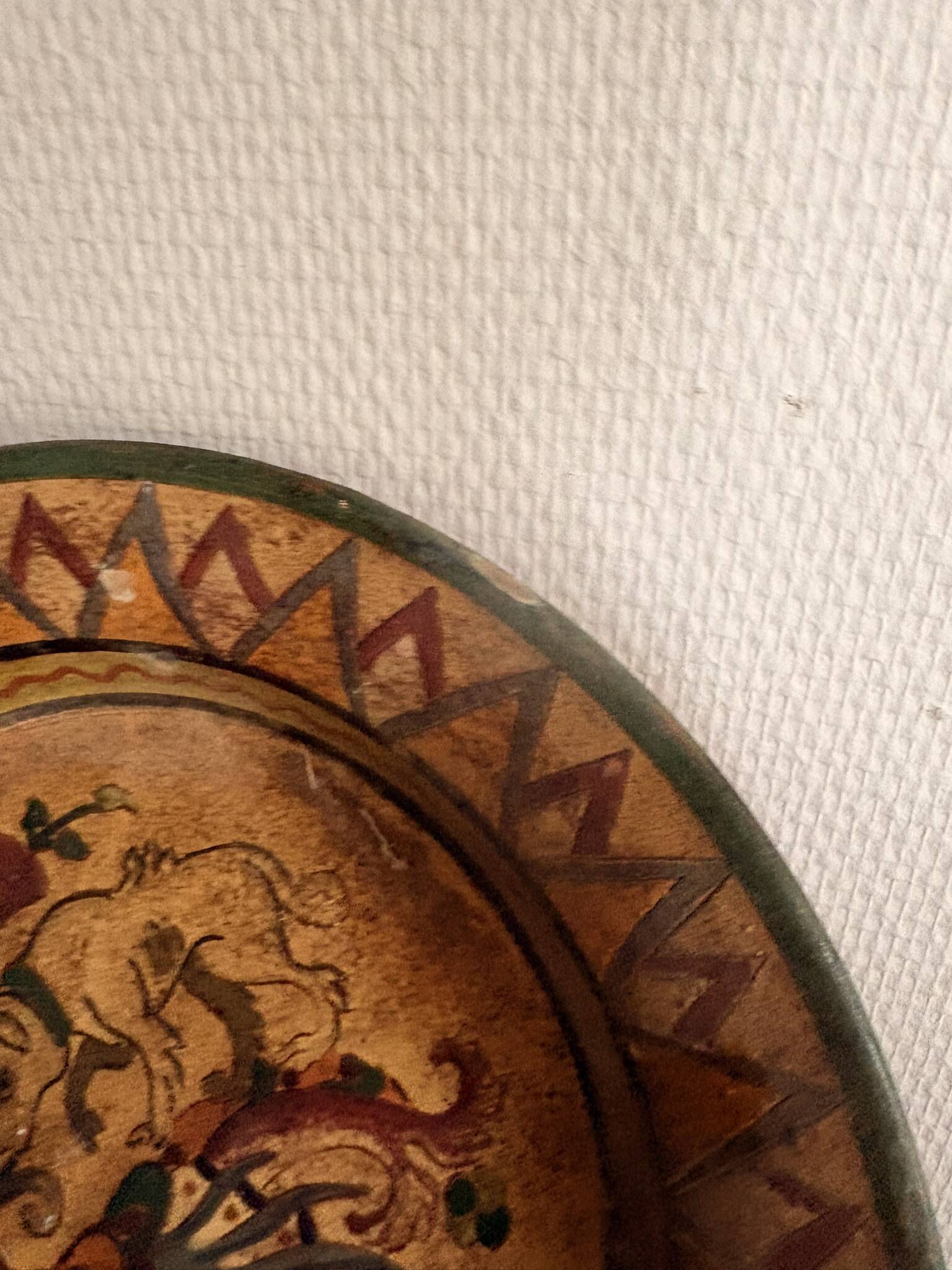 Terracotta Wall Plate Ceramic Montopoli Arno Italy 1930 Dog Chimera D